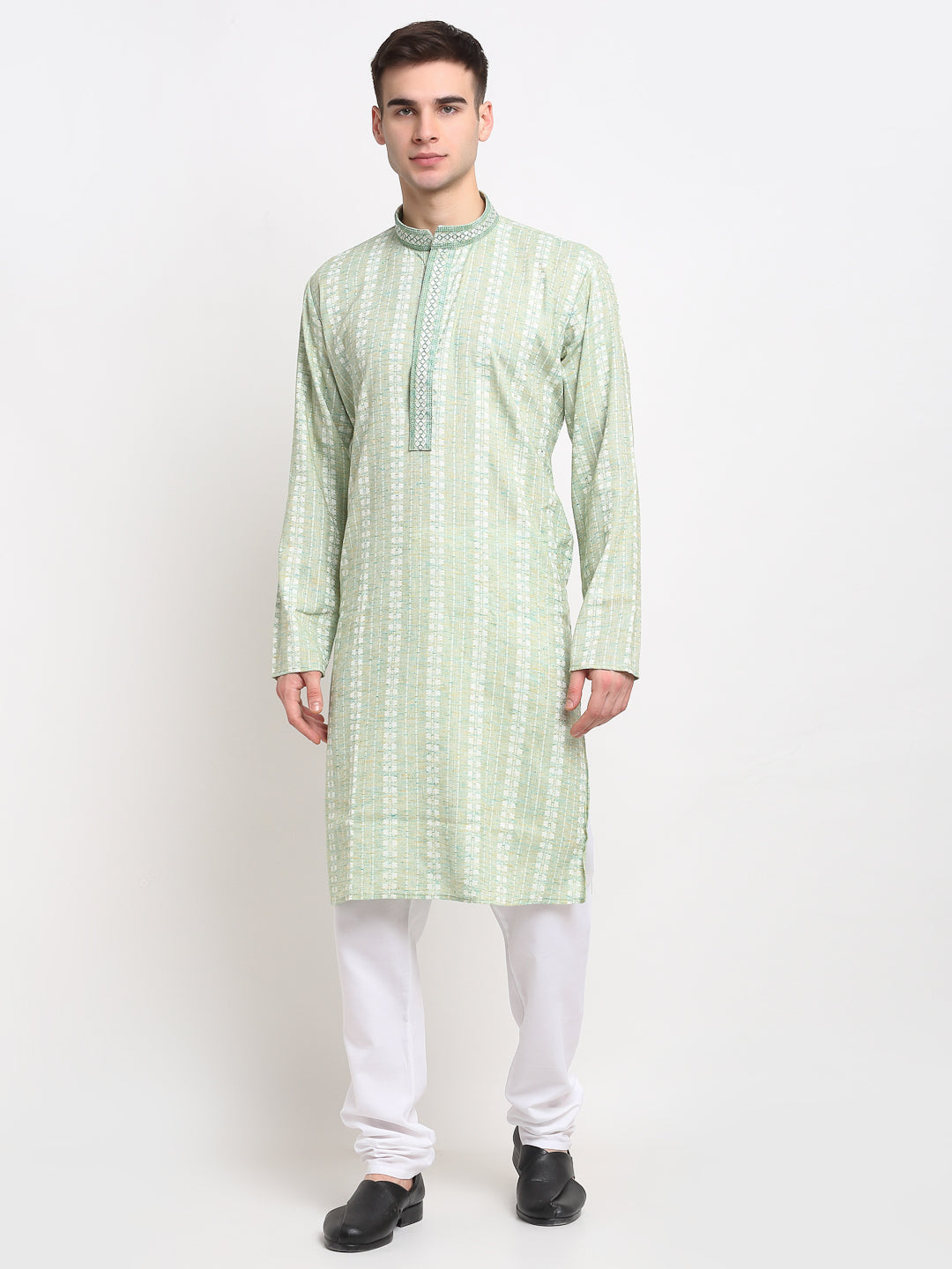 Jompers Men's Woven Kurta Pajama - Green - Distacart