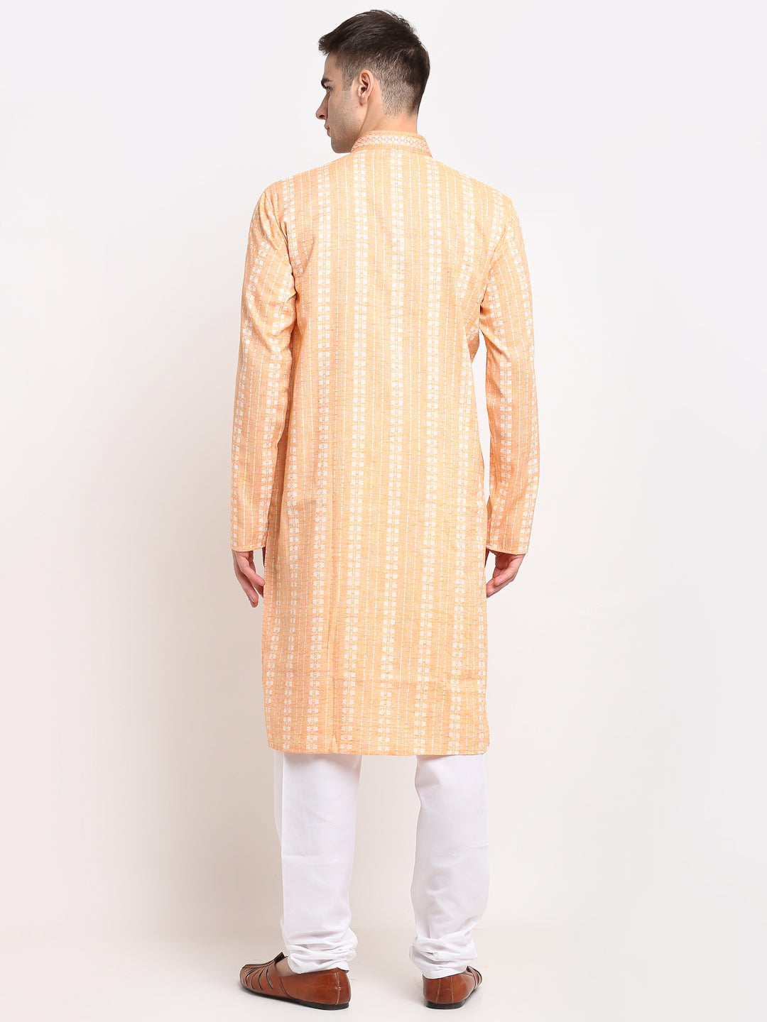 Jompers Men's Woven Kurta Pajama - Orange - Distacart