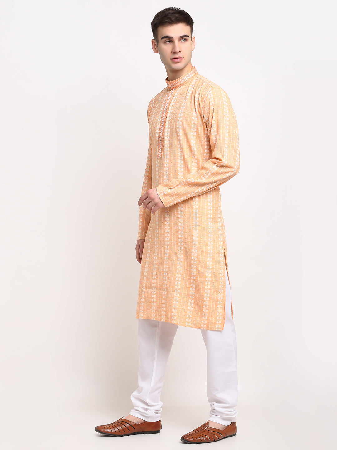 Jompers Men's Woven Kurta Pajama - Orange - Distacart