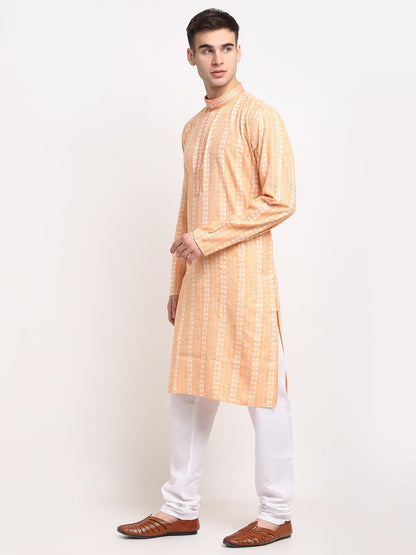 Jompers Men's Woven Kurta Pajama - Orange - Distacart