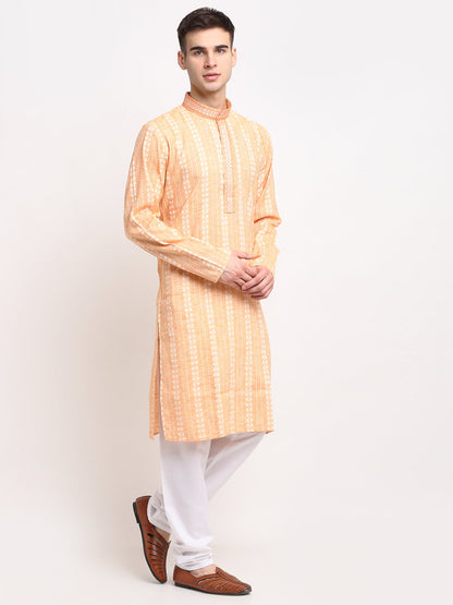 Jompers Men's Woven Kurta Pajama - Orange - Distacart