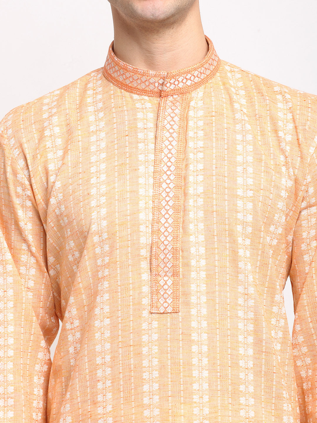 Jompers Men's Woven Kurta Pajama - Orange - Distacart