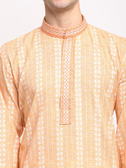 Jompers Men's Woven Kurta Pajama - Orange - Distacart