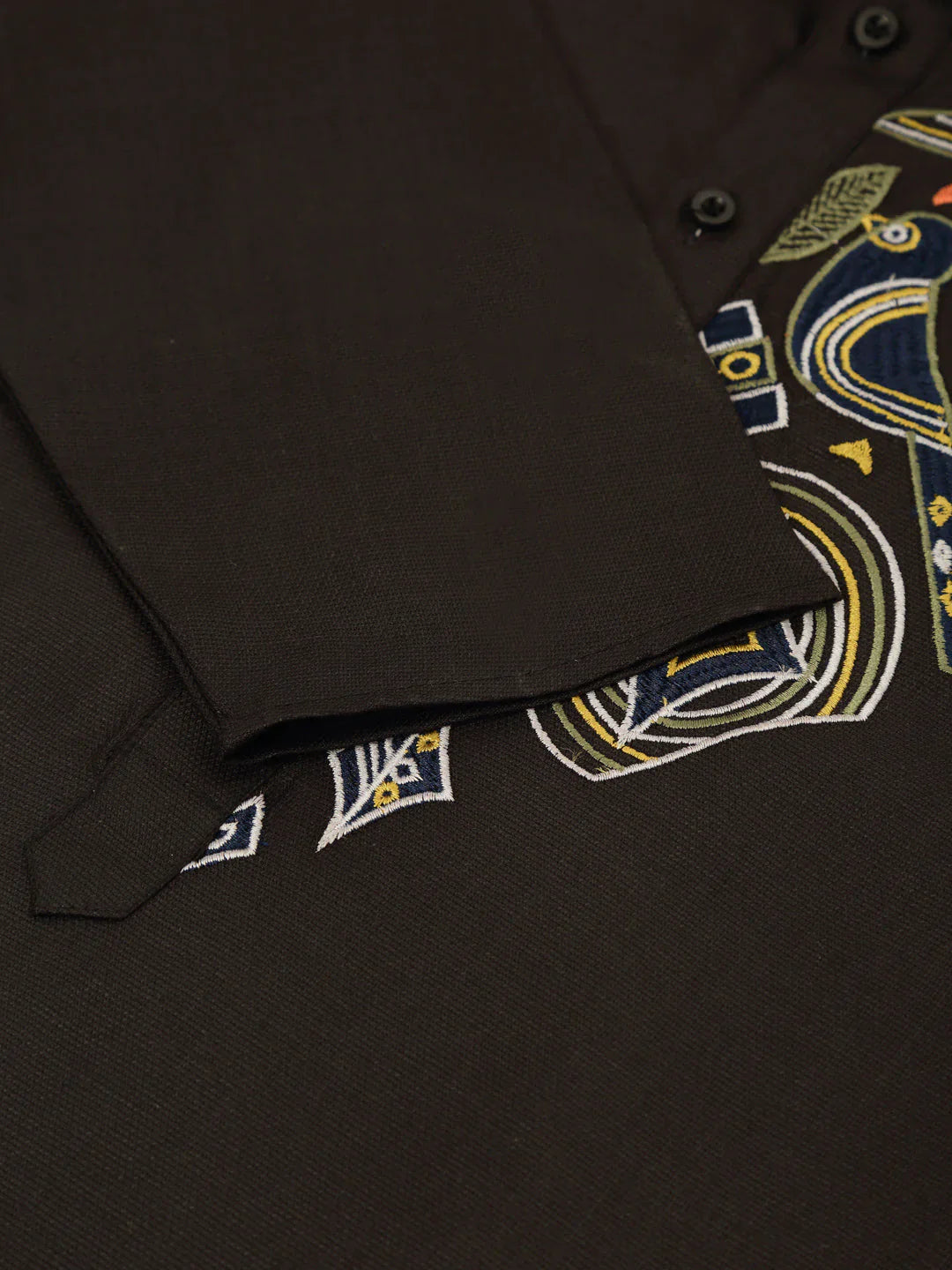 Jompers Men's Cotton Embroidered Kurta Pajama Sets - Black - Distacart