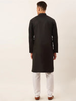 Thumbnail for Jompers Men's Cotton Embroidered Kurta Pajama Sets - Black - Distacart
