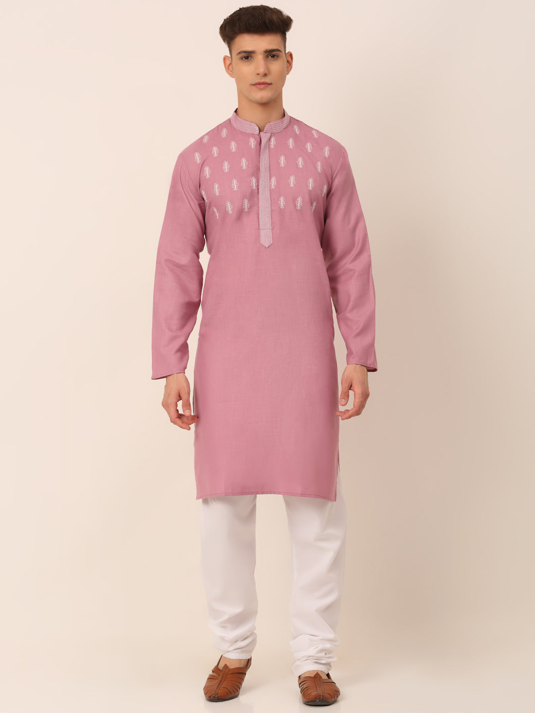 Jompers Men's Magenta Pink Embroidered Kurta Pajama Sets - Distacart