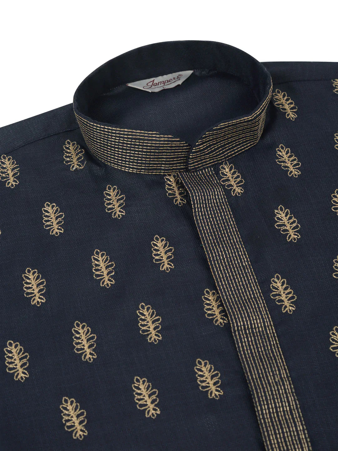 Jompers Men's Cotton Embroidered Kurta Pajama Sets - Navy Blue - Distacart