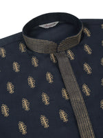 Thumbnail for Jompers Men's Cotton Embroidered Kurta Pajama Sets - Navy Blue - Distacart