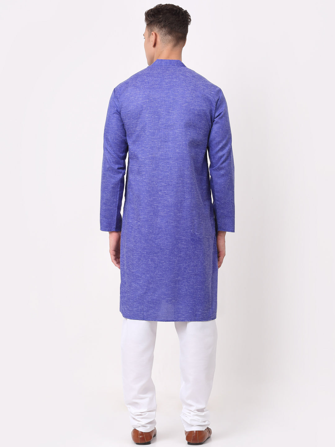 Jompers Men's Cotton Solid Kurta Pajama Sets - Blue - Distacart