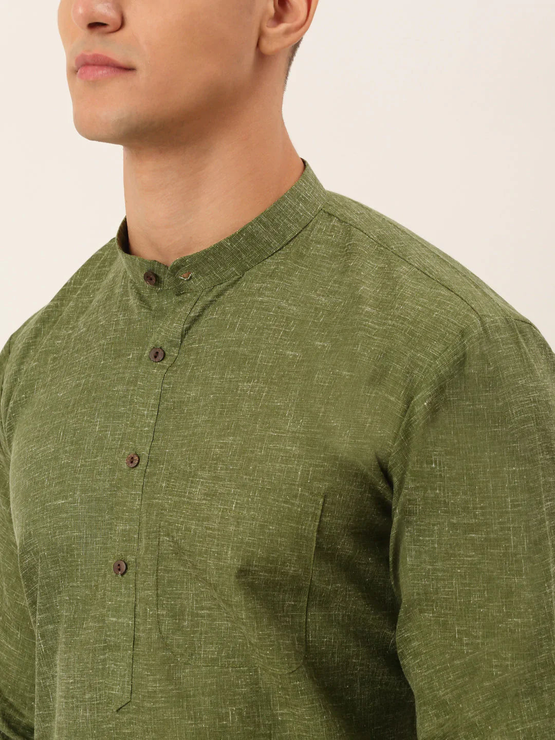 Jompers Men's Cotton Solid Kurta Pajama Set - Olive - Distacart