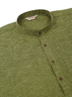 Thumbnail for Jompers Men's Cotton Solid Kurta Pajama Set - Olive - Distacart