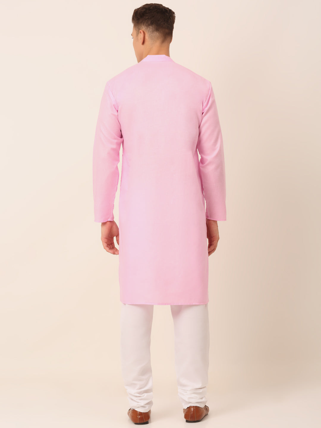 Jompers Men's Cotton Solid Kurta Pajama Sets - Pink - Distacart