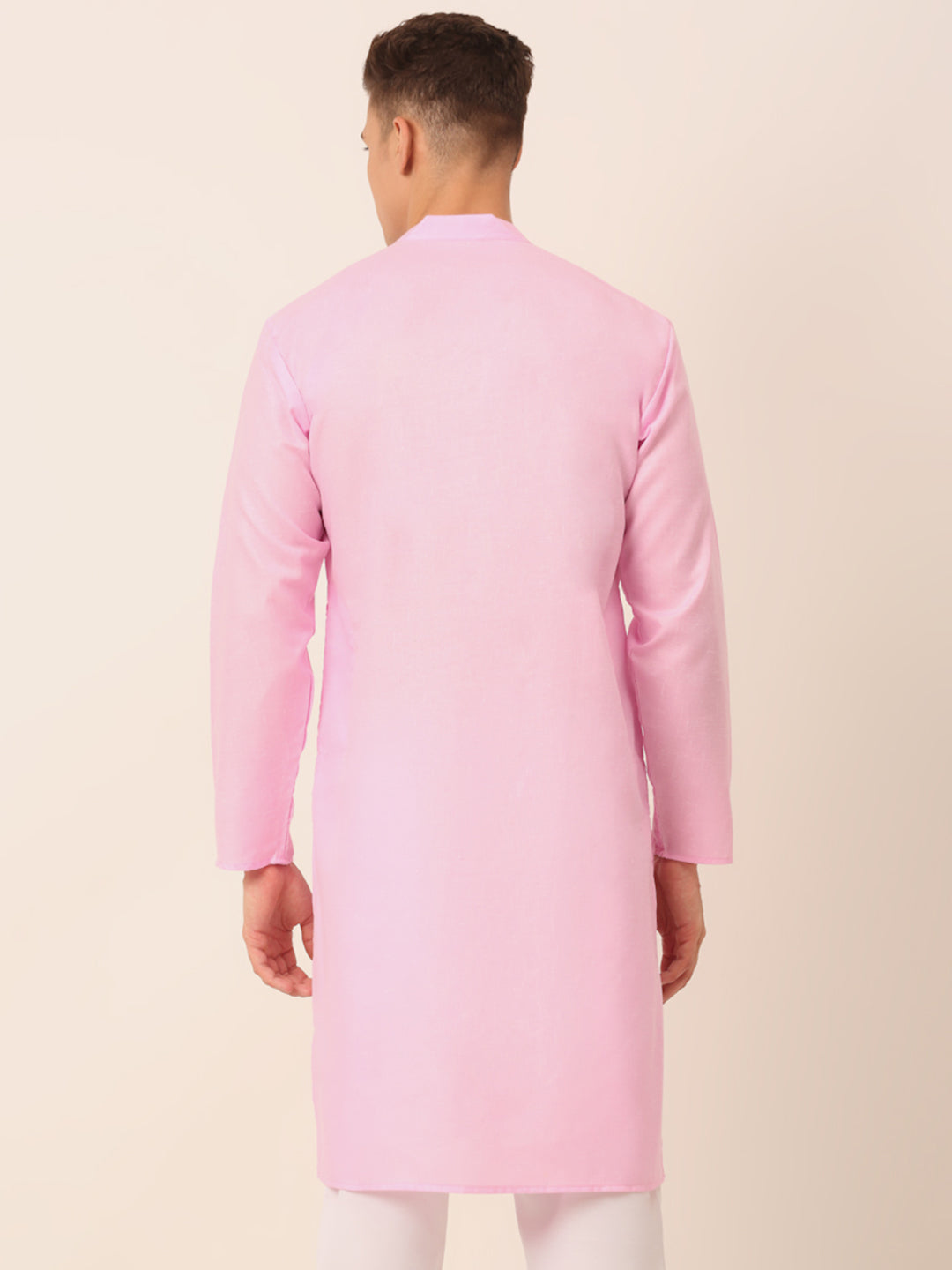 Jompers Men's Cotton Solid Kurta - Pink - Distacart