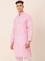 Thumbnail for Jompers Men's Cotton Solid Kurta - Pink - Distacart