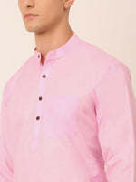 Thumbnail for Jompers Men's Cotton Solid Kurta - Pink - Distacart