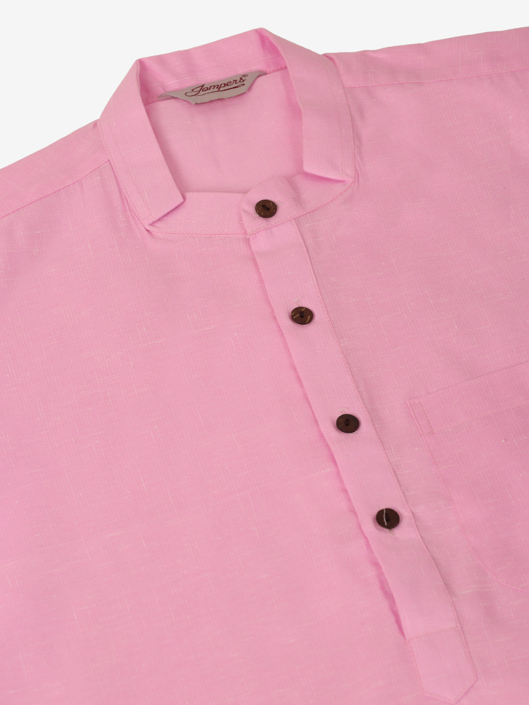 Jompers Men's Cotton Solid Kurta - Pink - Distacart
