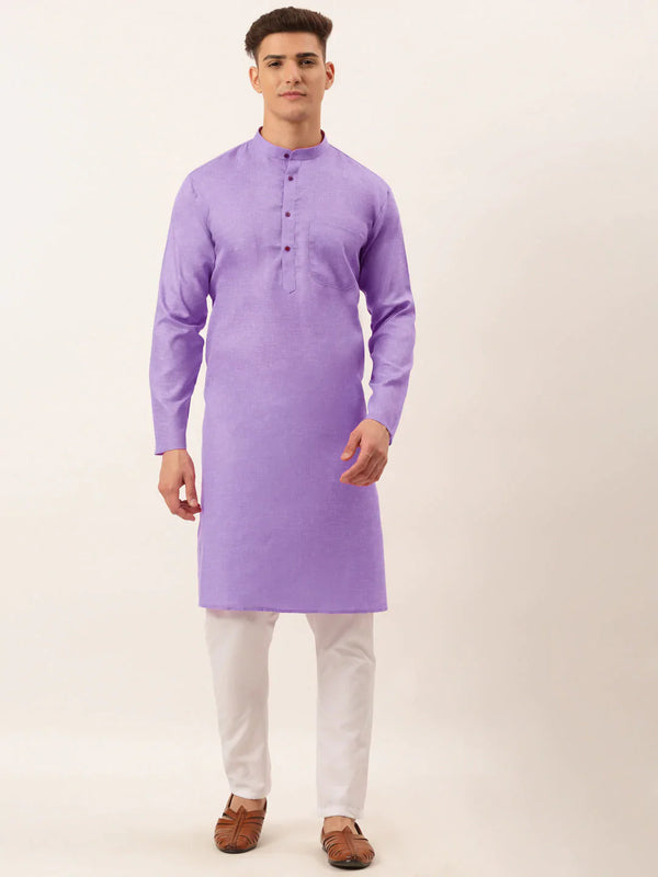 Jompers Men's Cotton Solid Kurta Pajama Set - Purple - Distacart