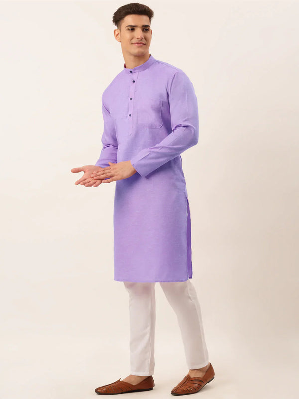Jompers Men's Cotton Solid Kurta Pajama Set - Purple - Distacart