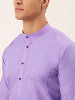 Thumbnail for Jompers Men's Cotton Solid Kurta Pajama Set - Purple - Distacart