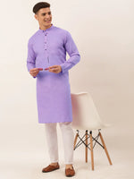 Thumbnail for Jompers Men's Cotton Solid Kurta Pajama Set - Purple - Distacart