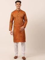 Thumbnail for Jompers Men's Woven Design Jacquard Kurta Pyjama - Maroon - Distacart