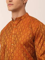 Thumbnail for Jompers Men's Woven Design Jacquard Kurta Pyjama - Maroon - Distacart