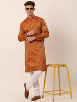 Thumbnail for Jompers Men's Woven Design Jacquard Kurta Pyjama - Maroon - Distacart