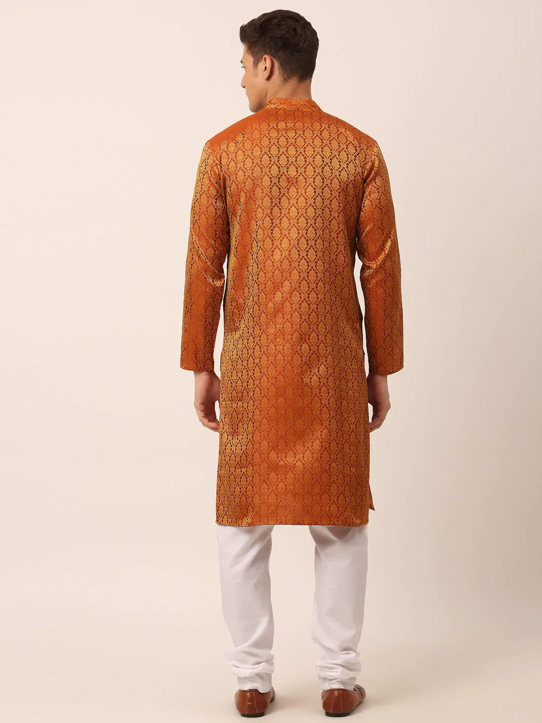 Jompers Men's Woven Design Jacquard Kurta Pyjama - Maroon - Distacart