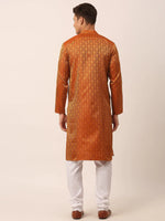 Thumbnail for Jompers Men's Woven Design Jacquard Kurta Pyjama - Maroon - Distacart