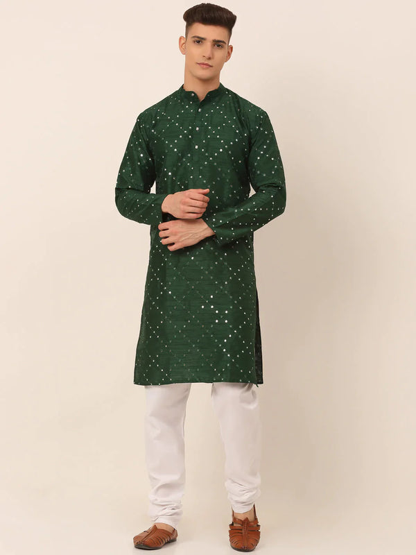 Jompers Men's Green Mirror Work Kurta Pyjama - Distacart