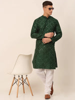 Thumbnail for Jompers Men's Green Mirror Work Kurta Pyjama - Distacart