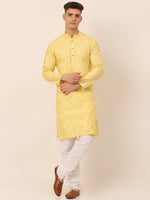 Thumbnail for Jompers Men's Lemon Mirror Work Kurta Pyjama - Distacart