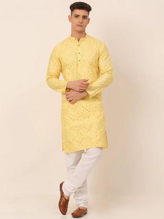 Jompers Men's Lemon Mirror Work Kurta Pyjama - Distacart