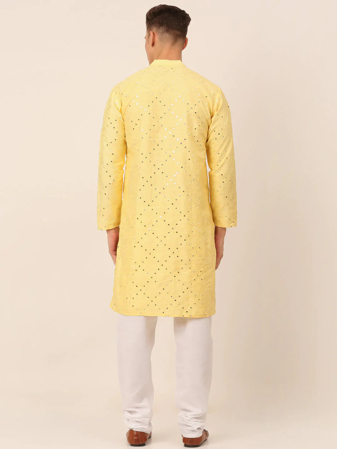 Jompers Men's Lemon Mirror Work Kurta Pyjama - Distacart