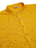 Thumbnail for Jompers Men's Dupion Silk Embroidered Kurta Pyjama Set - Mustard - Distacart