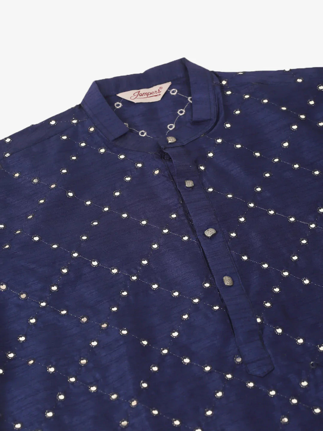 Jompers Men's Navy Blue Mirror Work Kurta Pyjama - Distacart