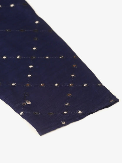 Jompers Men's Navy Blue Mirror Work Kurta Pyjama - Distacart