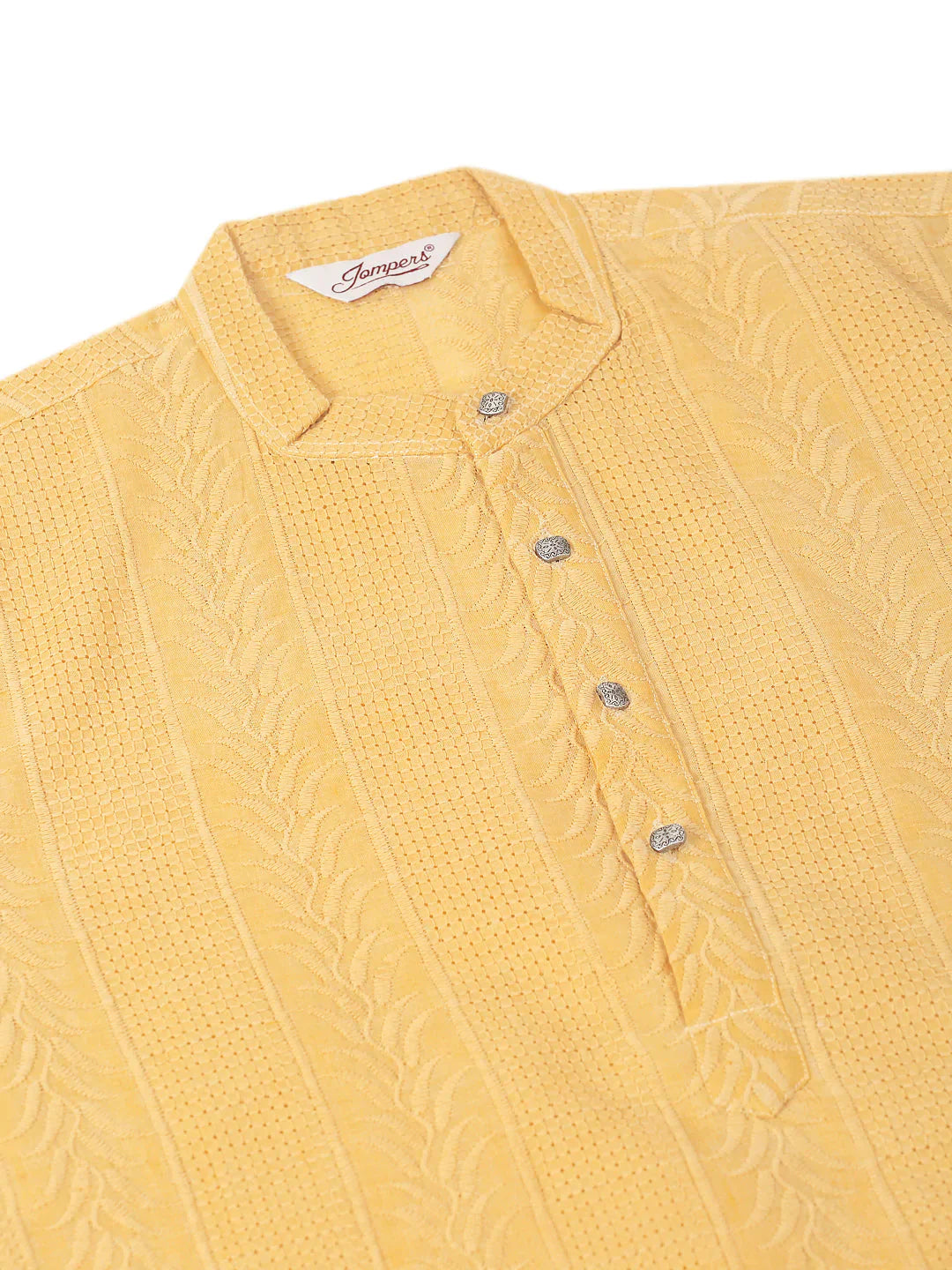 Jompers Men's Pure Cottom Embroidered Kurta Pyjama Set - Beige - Distacart