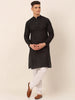 Jompers Men's Pure Cottom Embroidered Kurta Pyjama Set - Black - Distacart