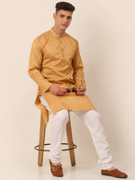 Thumbnail for Jompers Men's Silk Blend Sequence Embroidered Kurta Pyjama Set - Beige - Distacart
