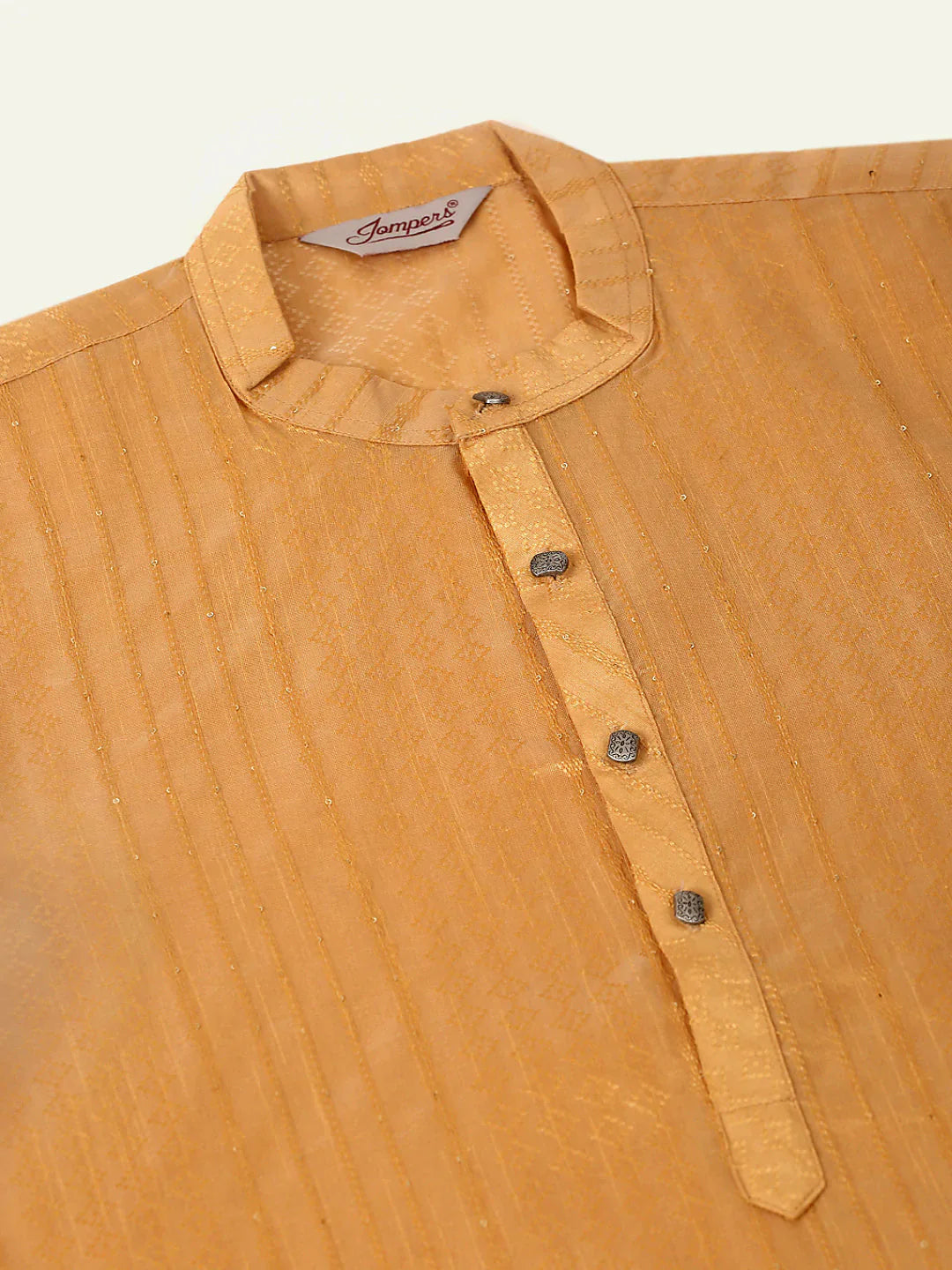 Jompers Men's Silk Blend Sequence Embroidered Kurta Pyjama Set - Beige - Distacart