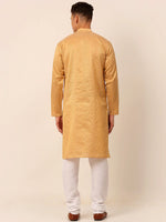 Thumbnail for Jompers Men's Silk Blend Sequence Embroidered Kurta Pyjama Set - Beige - Distacart