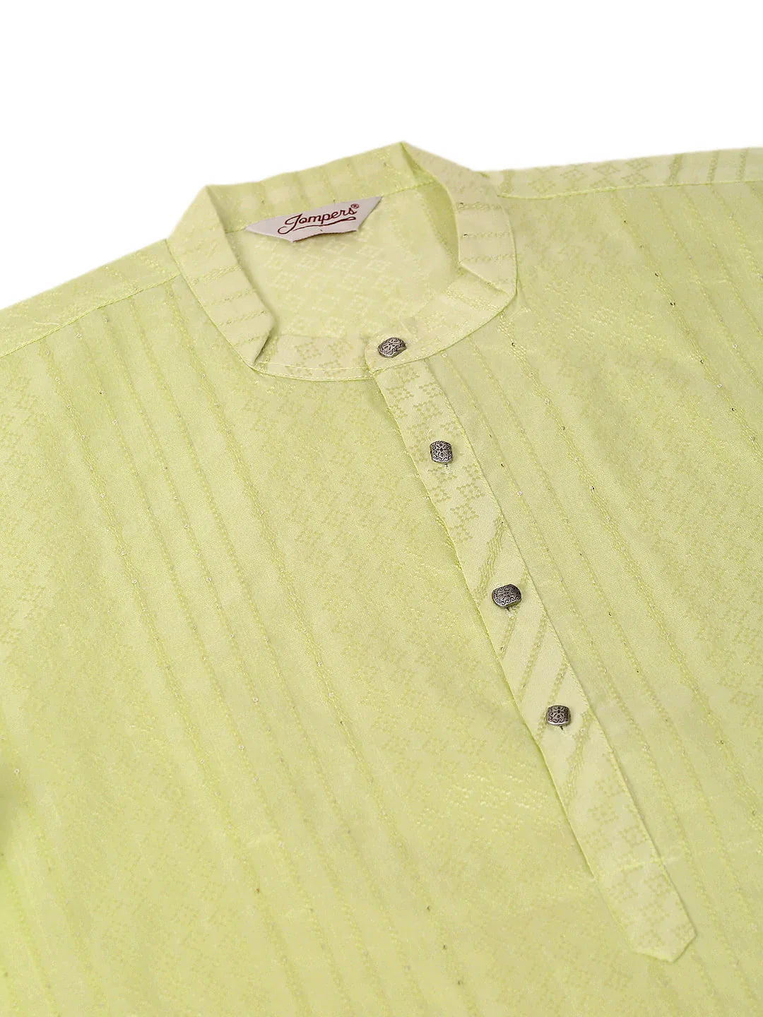 Jompers Men's Silk Blend Sequence Embroidered Kurta Pyjama Set - Green - Distacart
