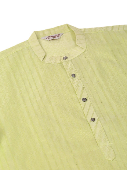 Jompers Men's Silk Blend Sequence Embroidered Kurta Pyjama Set - Green - Distacart