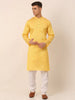Jompers Men's Silk Blend Sequence Embroidered Kurta Pyjama Set - Yellow - Distacart