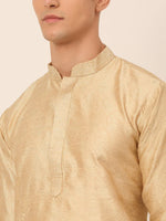 Thumbnail for Jompers Men's Silk Blend Collar Embroidered Kurta Pyjama Set - Beige - Distacart
