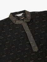 Thumbnail for Jompers Men's Silk Blend Collar Embroidered Kurta Pyjama Set - Black - Distacart