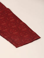 Thumbnail for Jompers Men's Silk Blend Collar Embroidered Kurta Pyjama Set - Maroon - Distacart