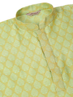 Thumbnail for Jompers Men's Silk Blend Collar Embroidered Kurta Pyjama Set - Green - Distacart