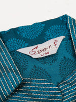 Thumbnail for Jompers Men's Silk Blend Collar Embroidered Kurta Pyjama Set - Peacock - Distacart